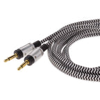 Focal Clear Balanced XLR Cable with braided black and white exterior and metal connectors on a white background