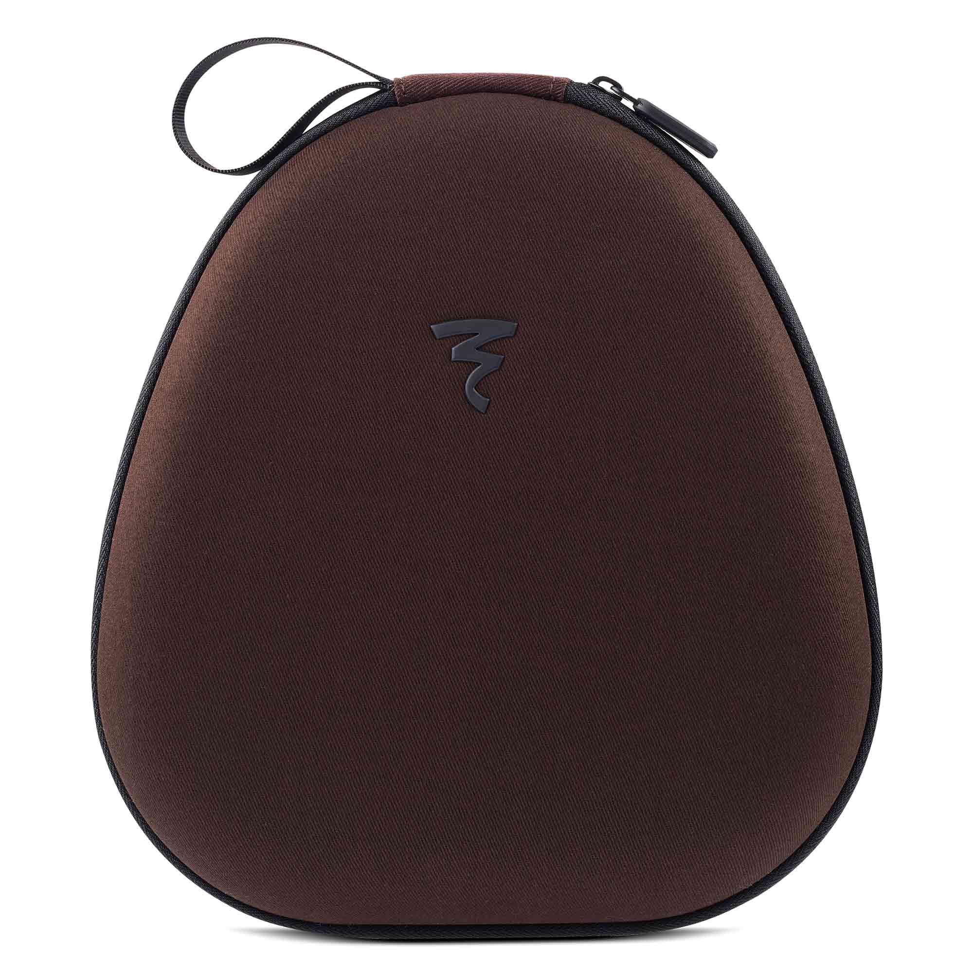 Brown protective carrying case with zipper for Focal Hadenys Open-Back Dynamic Headphones on white background