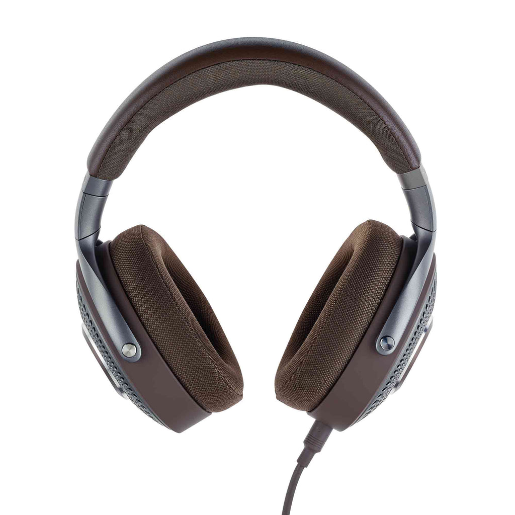 Focal Hadenys Open-Back Dynamic Headphones in brown with padded ear cups and headband on white background