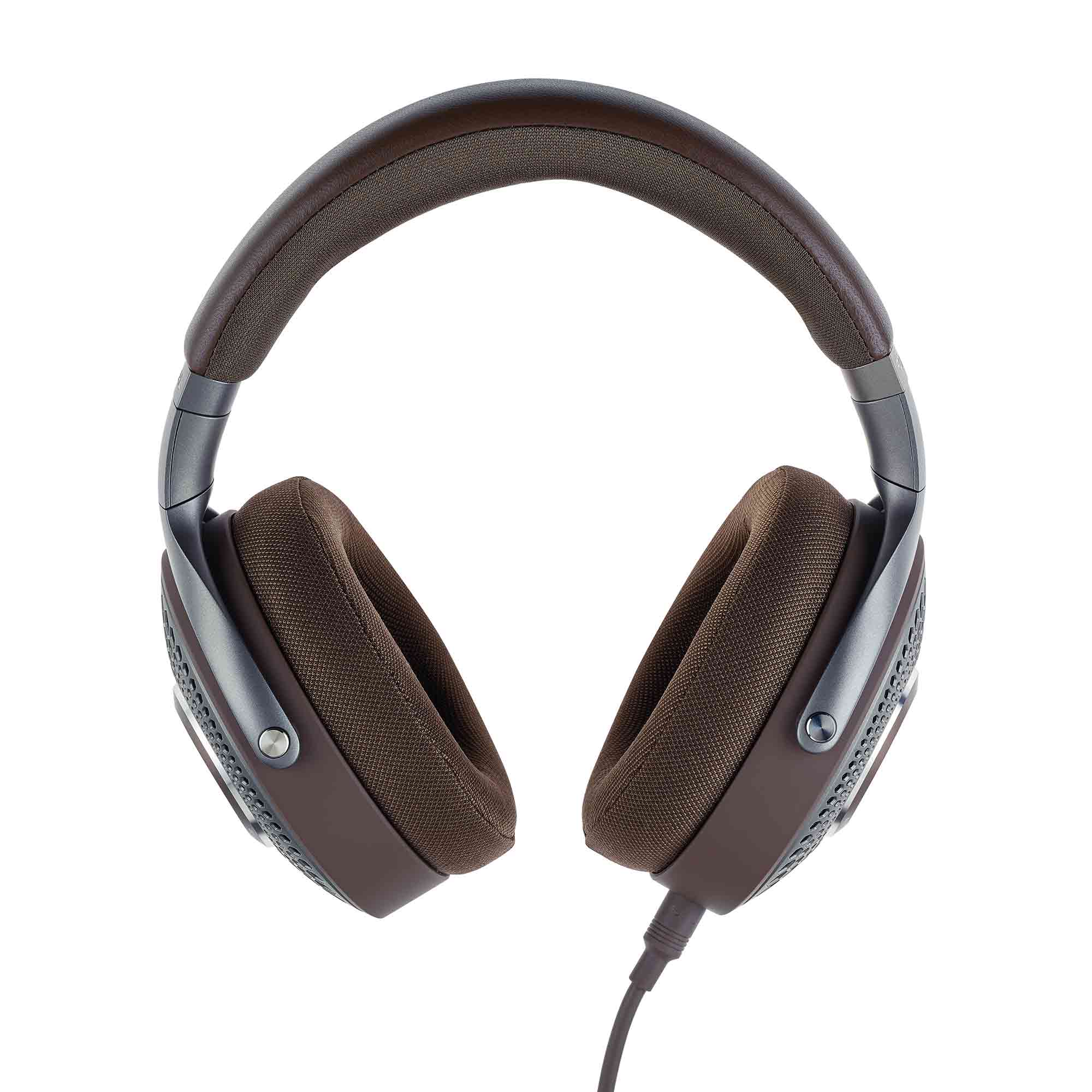 Focal Hadenys Open-Back Dynamic Headphones in brown with padded ear cups and headband on white background