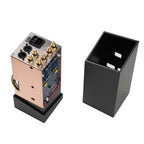 Grimm Audio PW1 Solid State Phono Pre-Amplifier circuit board with gold connectors and black metal enclosure next to it