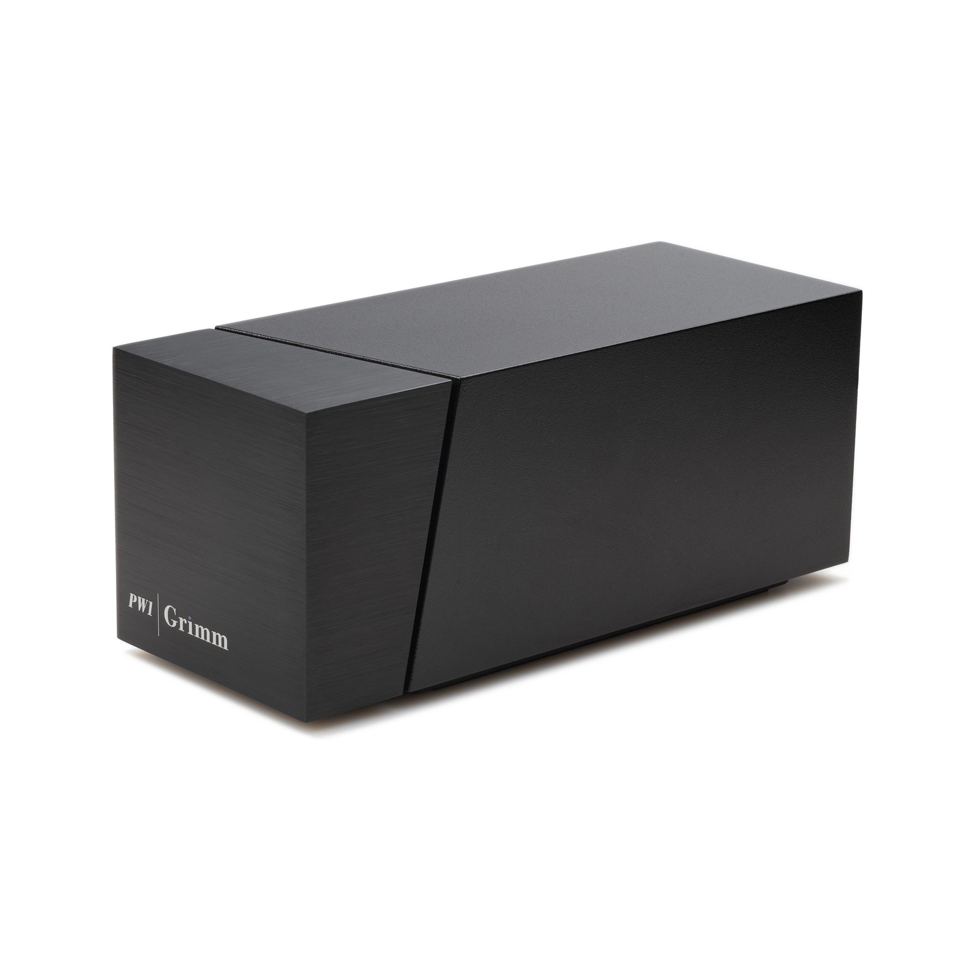 Grimm Audio PW1 Solid State Phono Pre-Amplifier in black with minimalist rectangular design on white background