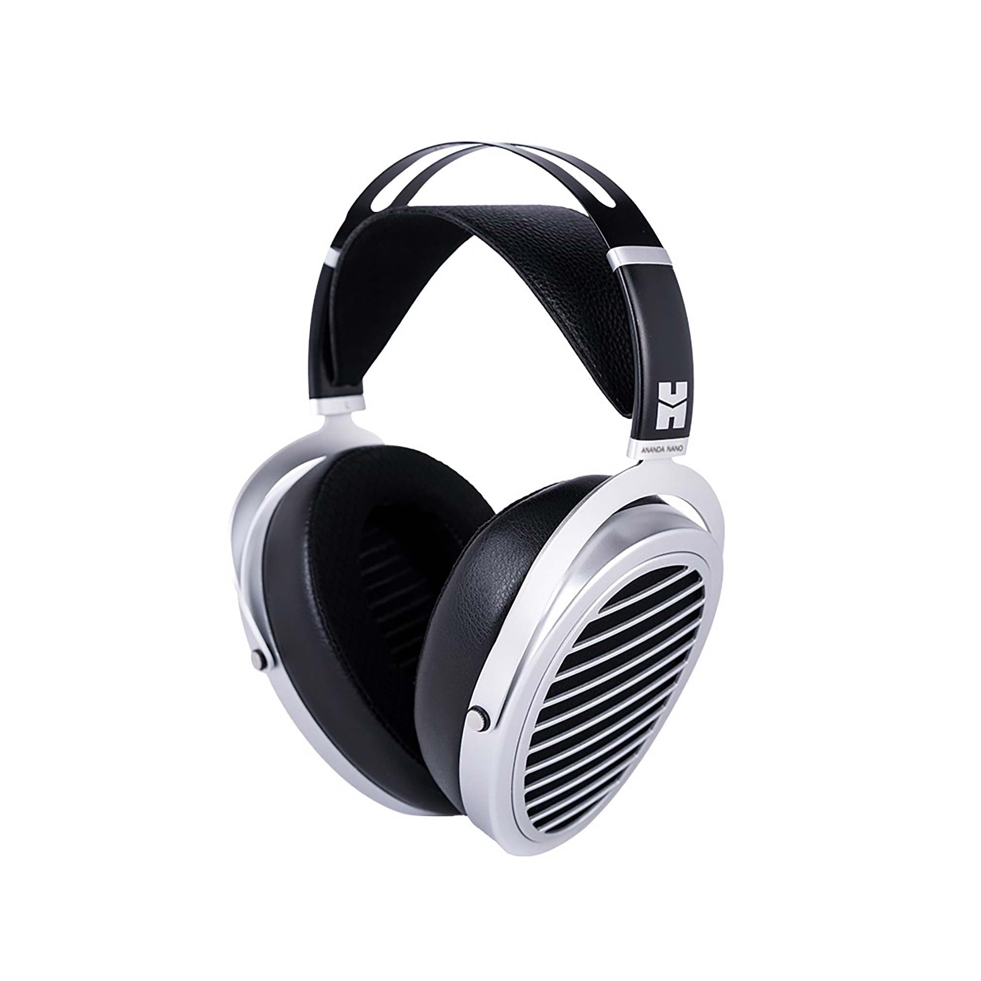 HIFIMAN Ananda | Nano open-back planar magnetic headphones with silver ear cups and black padded headband on white background