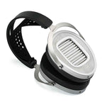 HIFIMAN Ananda Unveiled Open-Back Planar Headphones with silver ear cups and black adjustable headband on white background