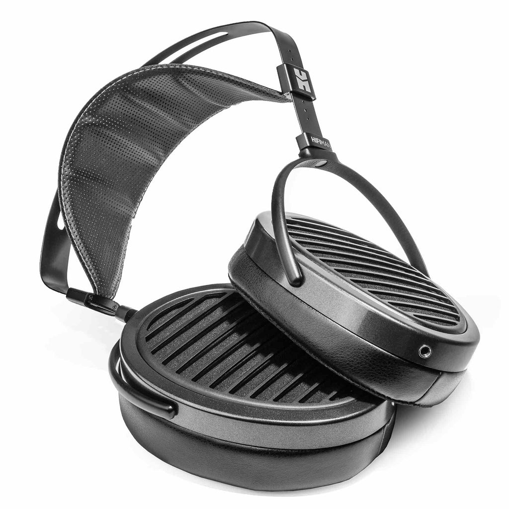 HIFIMAN Arya | Stealth Edition open back planar magnetic headphones with black ear cups and suspension headband on white background
