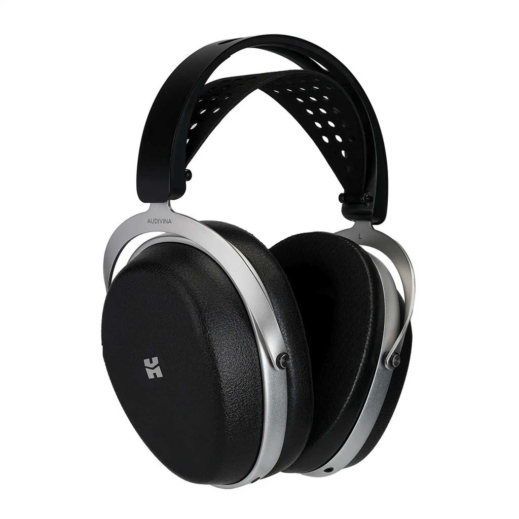 HIFIMAN Audivina LE Closed-Back Headphones with silver metal frame and black cushioned ear cups on white background