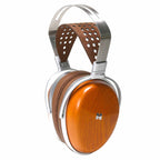 HIFIMAN Audivina Closed-Back Planar Magnetic Headphones with wooden ear cups and perforated leather headband on white background