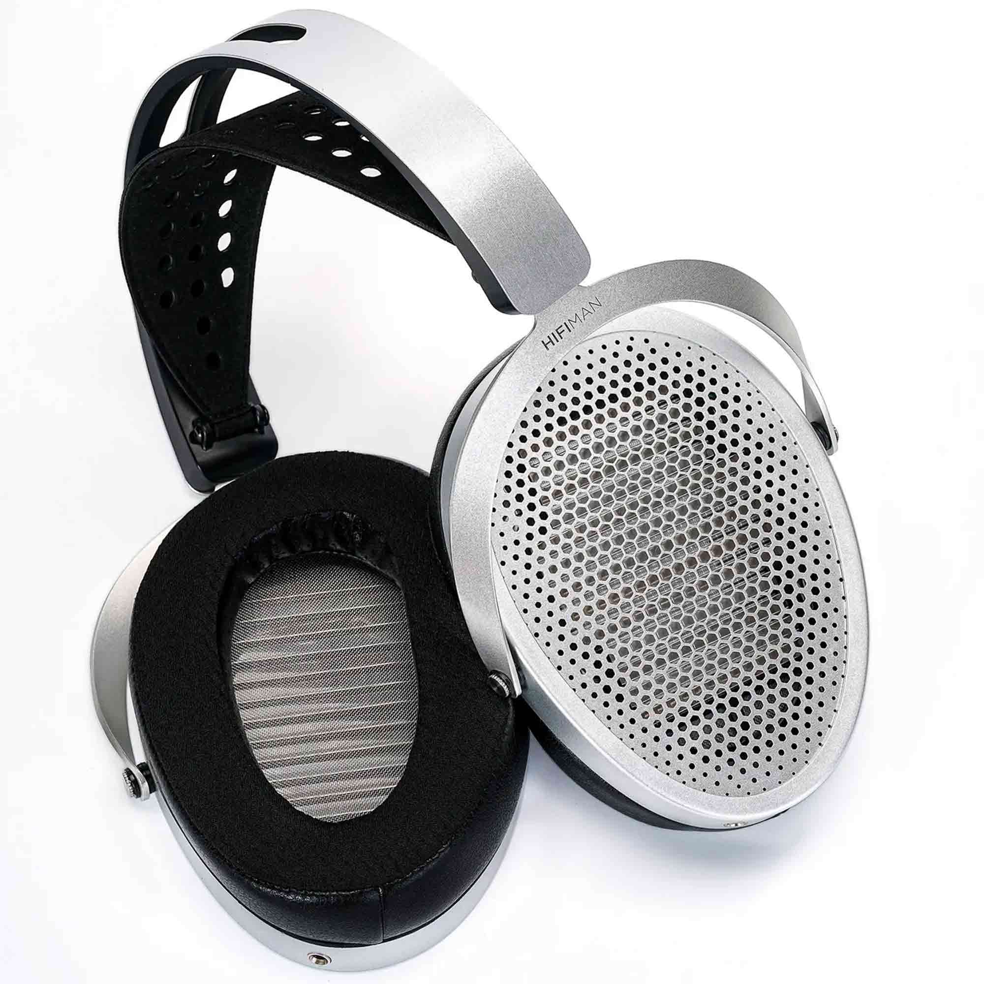 HIFIMAN Edition XV Open-Back Headphones with silver metal frame and black padded headband on white background