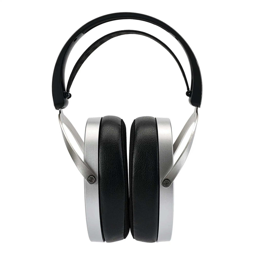 HIFIMAN Edition XV Open-Back Headphones with silver metal frame and black cushioned ear cups on white background