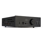 HIFIMAN GOLDENWAVE GA-10 | Desktop Tube Headphone Amplifier angled view showing controls and headphone ports on black surface