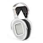 HIFIMAN HE1000 UNVEILED Open-Back Planar Magnetic Headphones in silver with black perforated headband and thick ear pads on white background