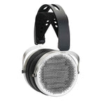 HIFIMAN HE600 Open-Back Planar Headphones with silver metal frame and black perforated ear cups on white background