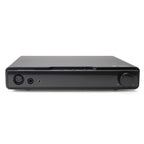 Front view of HIFIMAN GOLDENWAVE Serenade DAC and Headphone Amplifier with headphone jacks and control knob on white background