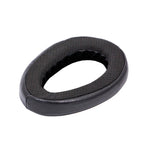 Close-up of a black HIFIMAN Serenity Pads replacement ear pad with soft cushioning and tear-drop shape on white background