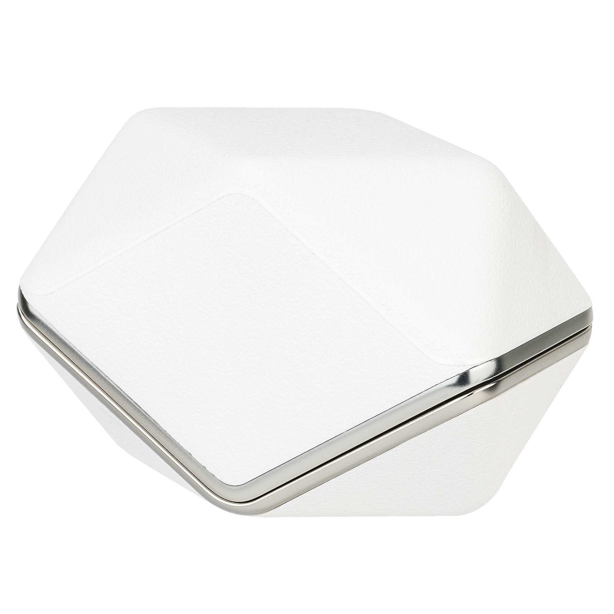 Compact white charging case for HIFIMAN Svanar Wireless Jr. In-Ear Monitor with sleek metallic edge detail on white background