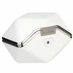 White leather and metal charging case for HIFIMAN Svanar Wireless Jr. In-Ear Monitor on white background