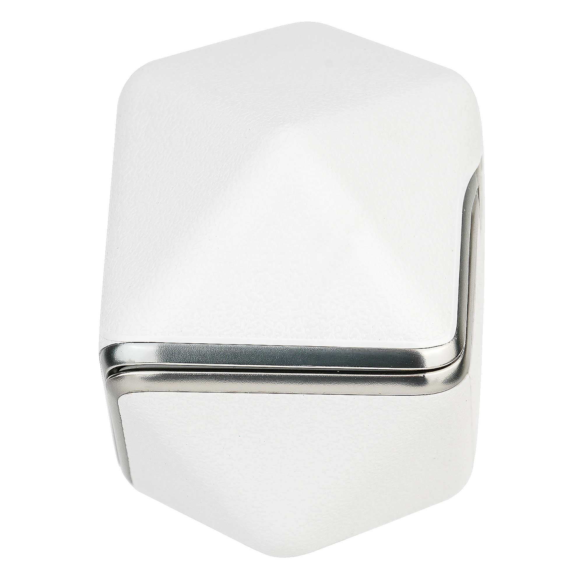 White compact charging case for the HIFIMAN Svanar Wireless Jr. In-Ear Monitor with silver trim detail