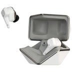 HIFIMAN Svanar Wireless Jr. In-Ear Monitor white earbuds with charging case featuring amplifier inside on white background