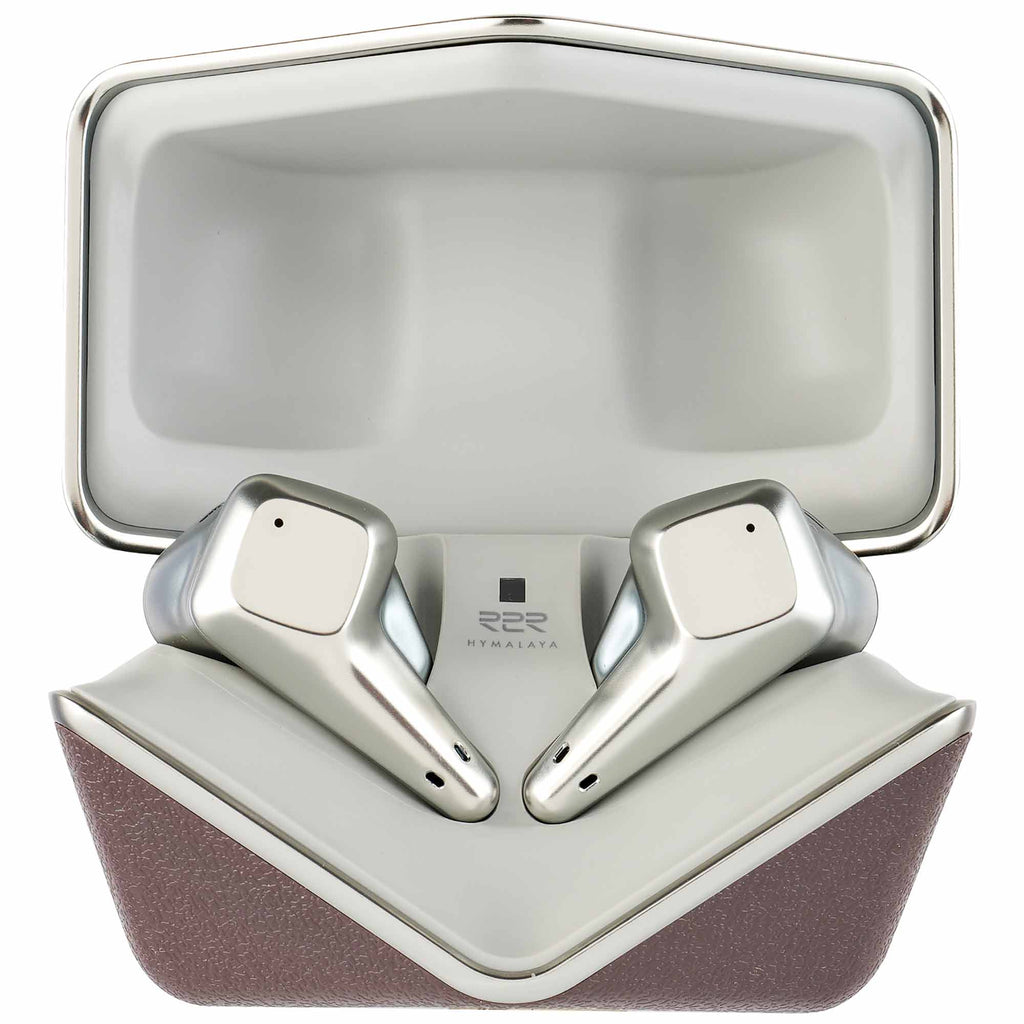 HIFIMAN Svanar Wireless LE In-Ear Monitor earbuds in open silver charging case against white background