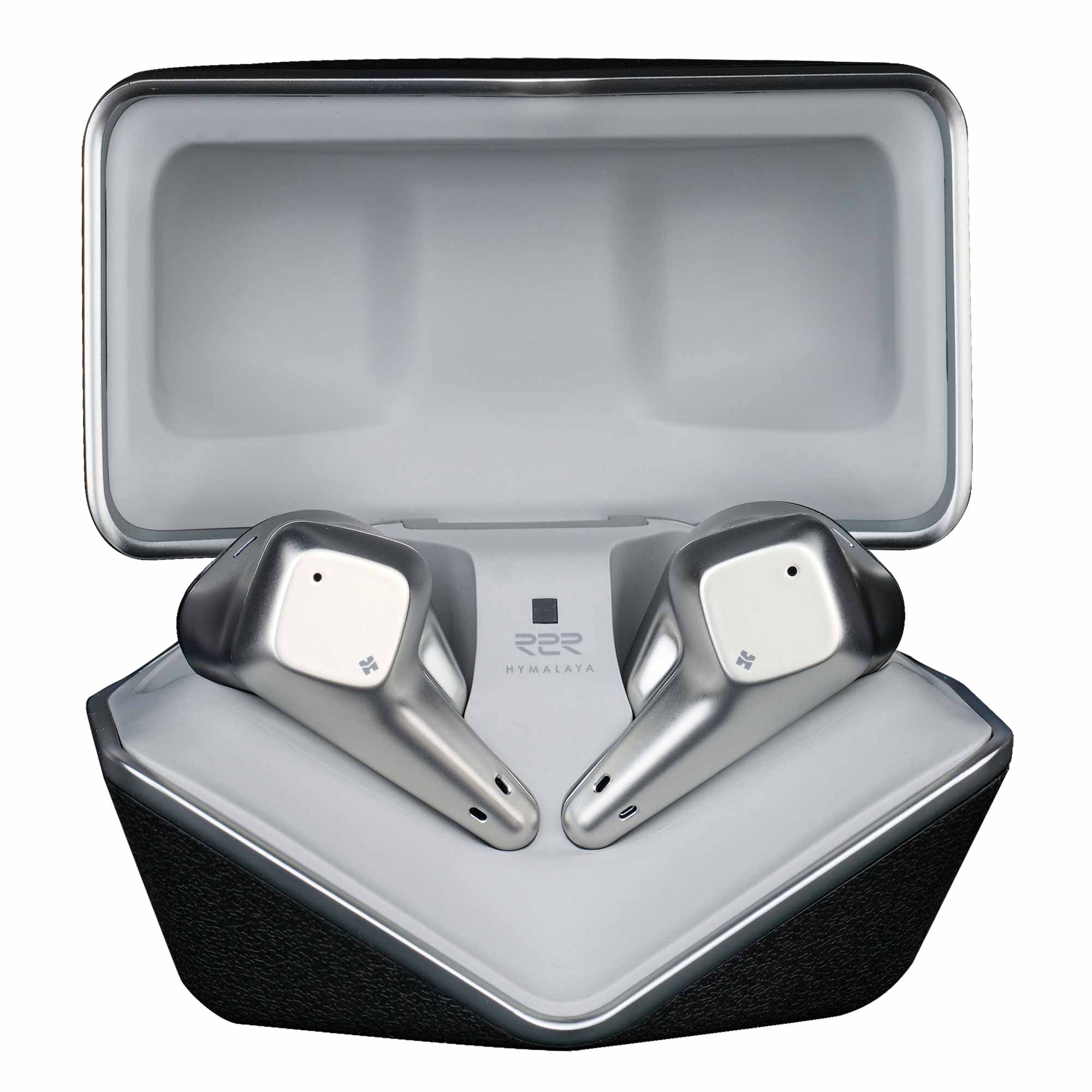 HIFIMAN Svanar True Wireless Stereo (TWS) In-Ear Monitor earbuds in open charging case on white background