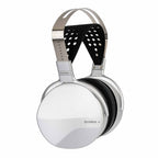 HIFIMAN ISVARNA Closed-Back Headphones with sleek silver ear cups and perforated black headband on white background