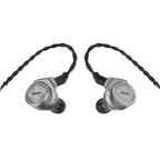 iBasso 3T-154 Audiophile In-Ear Monitor with clear housings and braided cables on white background