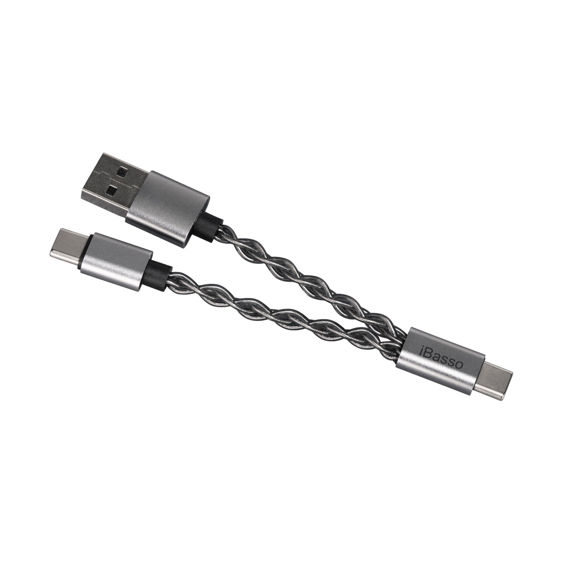 IBasso CB19 USB-C Cable + Y Adapter with twisted braided design and USB-C to C and USB-A connectors on white background