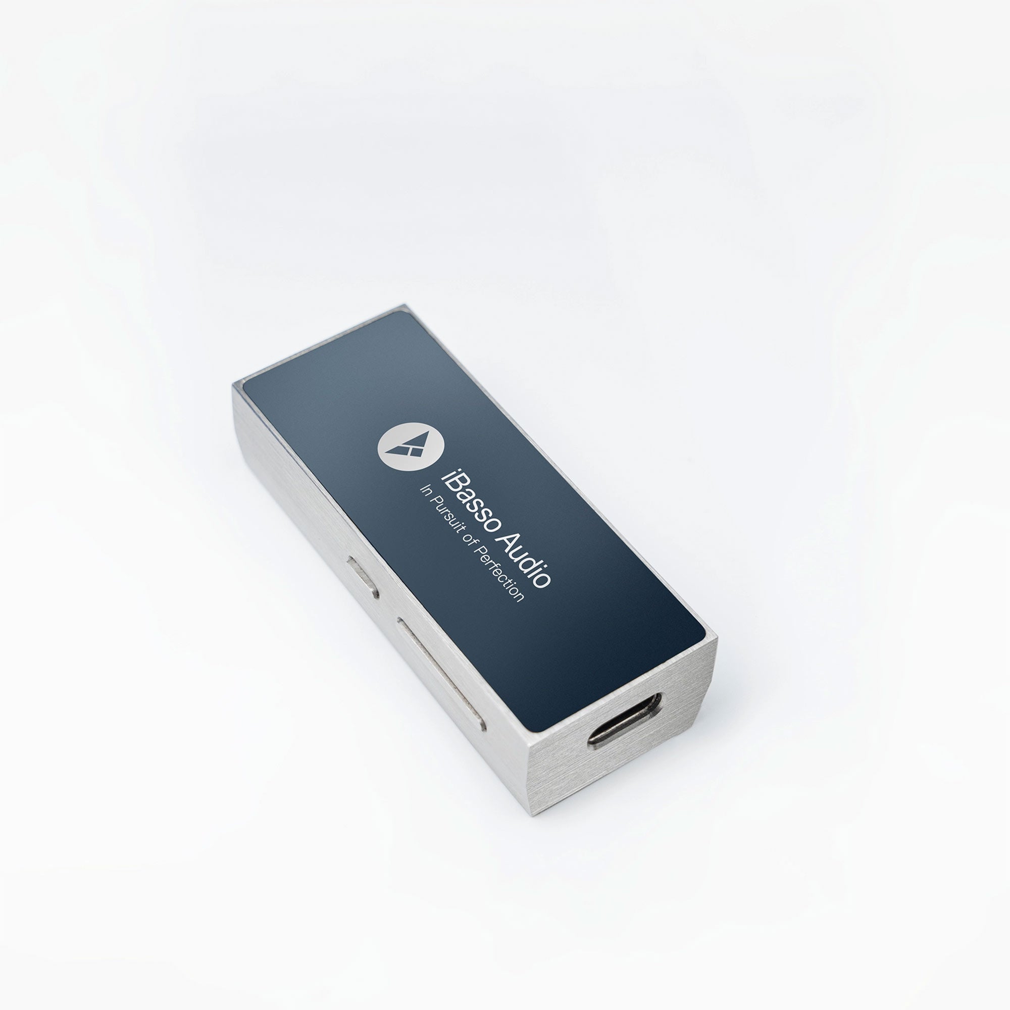 The iBasso DC04Ultra USB DAC/Amp is a compact, rectangular device with a metallic body and dark blue top, featuring a USB-C port, 4.4mm balanced output, and control buttons, shown on a white background.