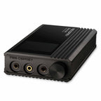 iBasso PB5 Osprey Portable DAC/Amp with headphone jacks and volume knob on black metal chassis close-up on white background