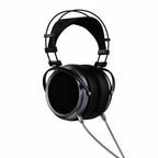 iBasso SR3 Open-Back Dynamic Headphones shown at angle with black ear pads and silver outer ear cups on white background