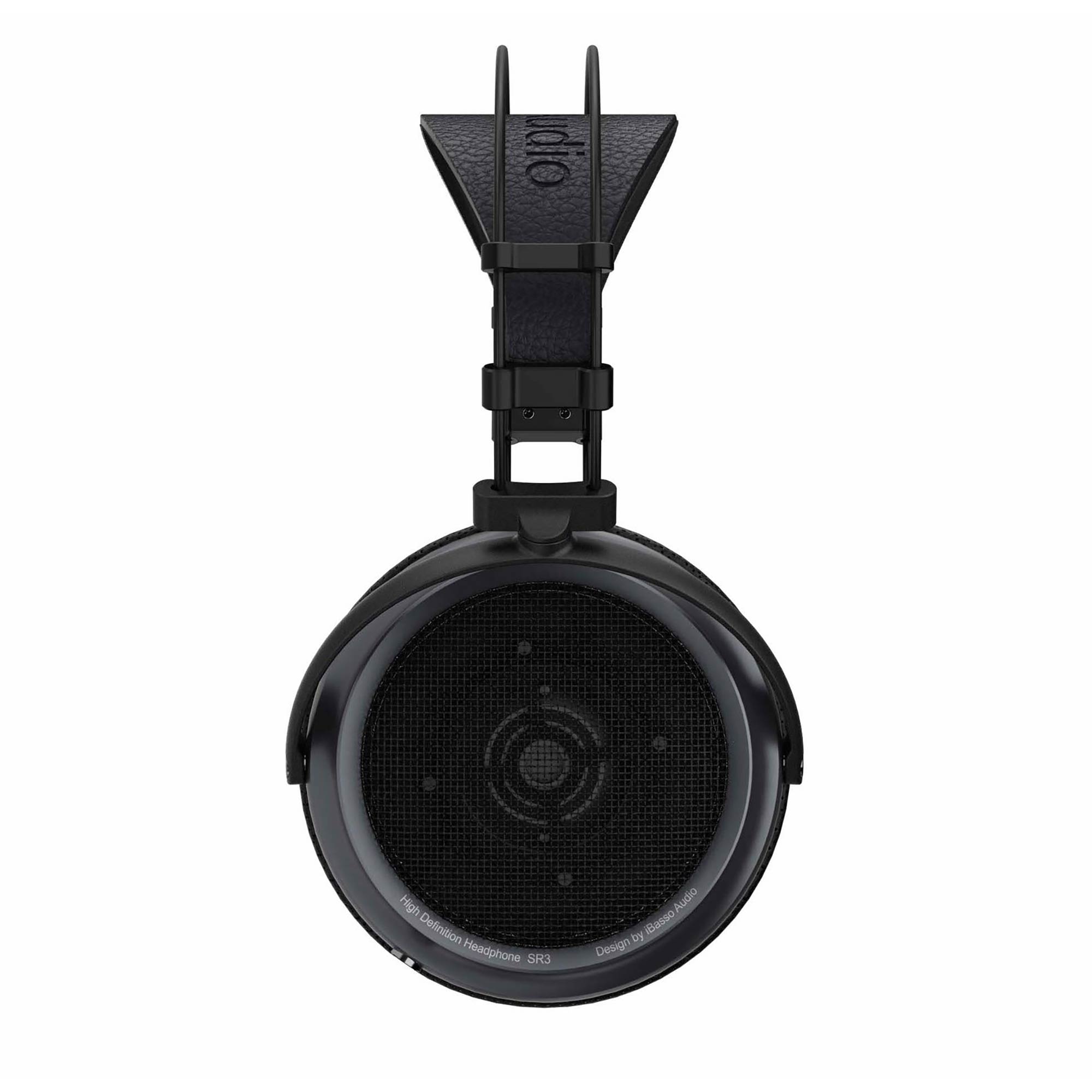 Front view of iBasso SR3 Open-Back Dynamic Headphones showcasing the black open-back ear cup and headband design