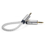iFi Audio 4.4mm to 4.4mm Balanced Cable with silver braided jacket and metallic connector housing on white background