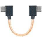 iFi Audio 90-Degree Type-C On-the-Go (OTG) Cable with braided finish and right-angle connectors on white background
