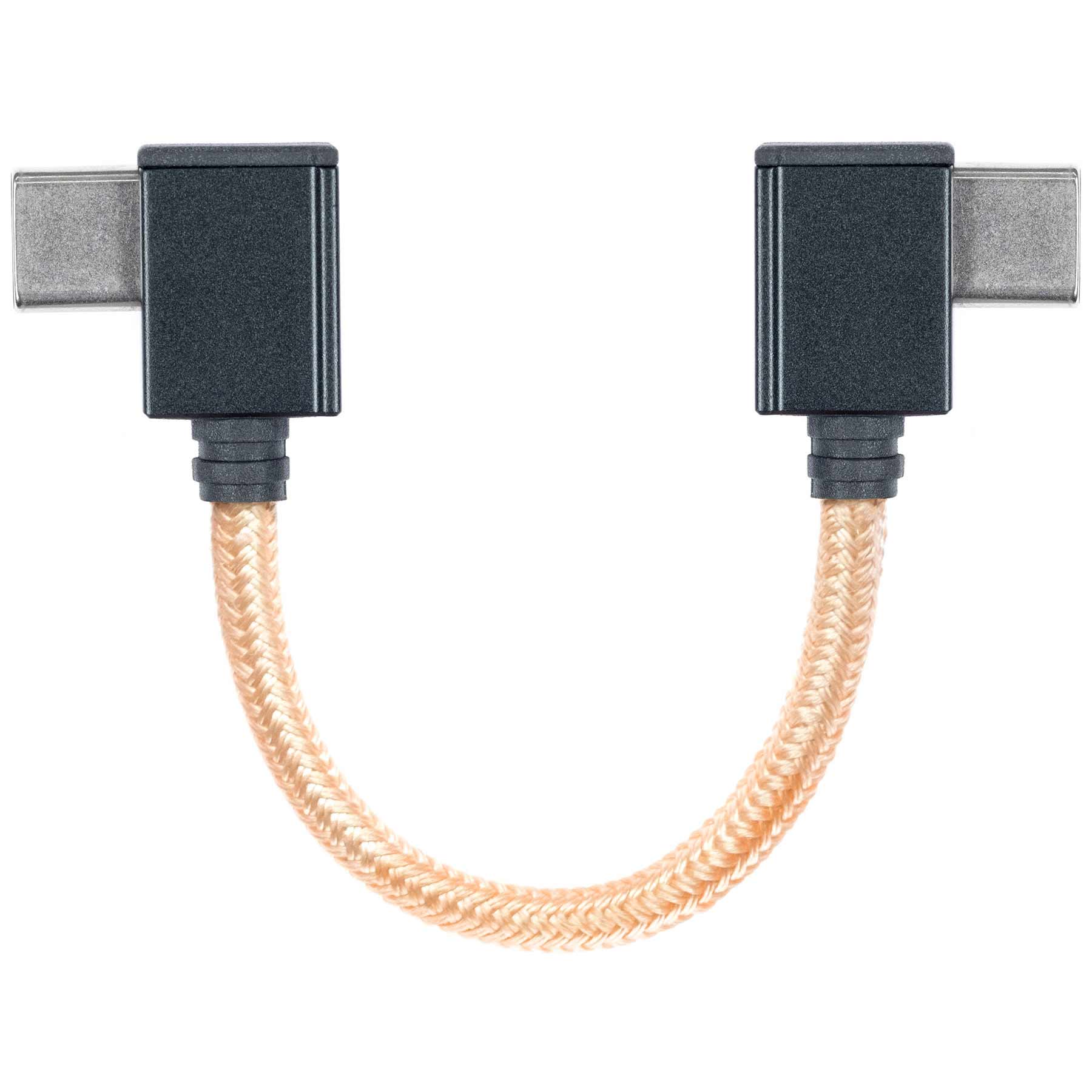 iFi Audio 90-Degree Type-C On-the-Go (OTG) Cable with braided finish and right-angle connectors on white background