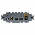 iFi Audio iDSD Diablo 2 Transportable DAC/Amp close-up showing input and output ports with Hi-Res Audio logo on grey panel
