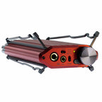 iFi Audio iDSD Diablo 2 Transportable DAC/Amp in red with metal casing and control knob on white background