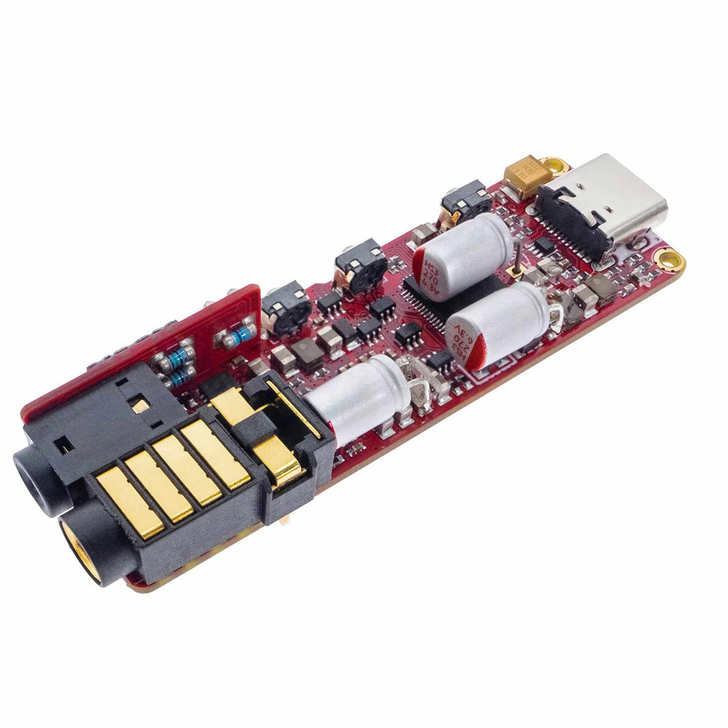 Top view of the iFi Audio GO bar KENSEI Special Edition USB DAC/Amp circuit board with USB-C and audio ports visible