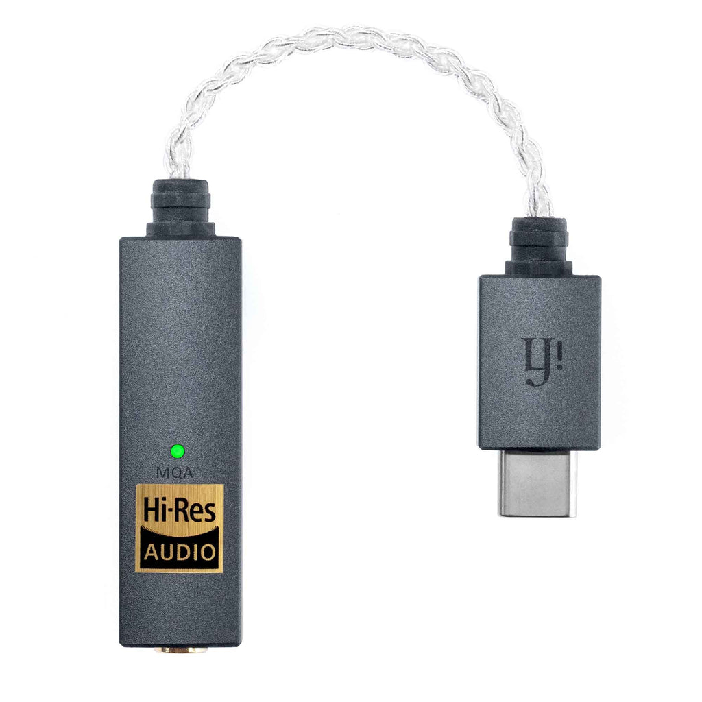 iFi Audio GO link portable Hi-Res Audio USB-C DAC and amplifier with braided cable on white background