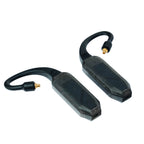 iFi Audio GO Pod Air Wearable Bluetooth DAC/Amp pair with black curved cables and gold connectors on white background