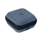 Compact blue fabric carrying case with zipper for iFi Audio GO Pod Air Wearable Bluetooth DAC/Amp on white background