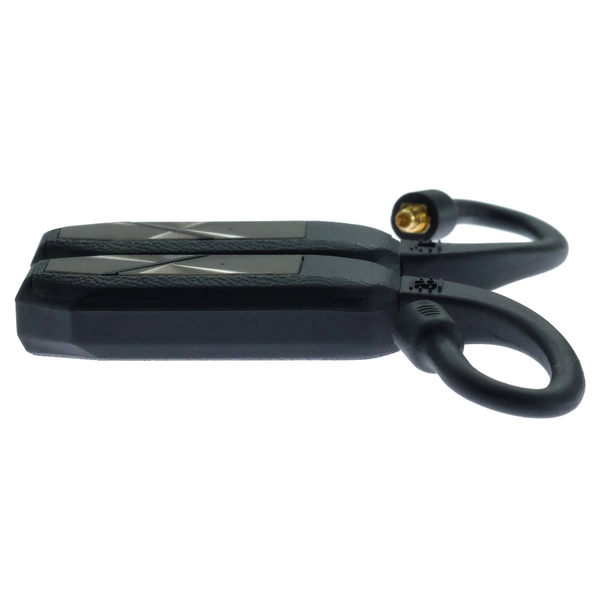 iFi Audio GO Pod Wearable Bluetooth DAC/Amp black device with curved cable and gold connector on white background