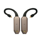 iFi Audio GO Pod MAX Wearable Bluetooth DAC/Amp with black detachable cables and gold connectors on white background