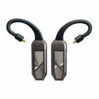 iFi Audio GO Pod MAX Wearable Bluetooth DAC/Amp earpieces with black cable and gold connectors on white background