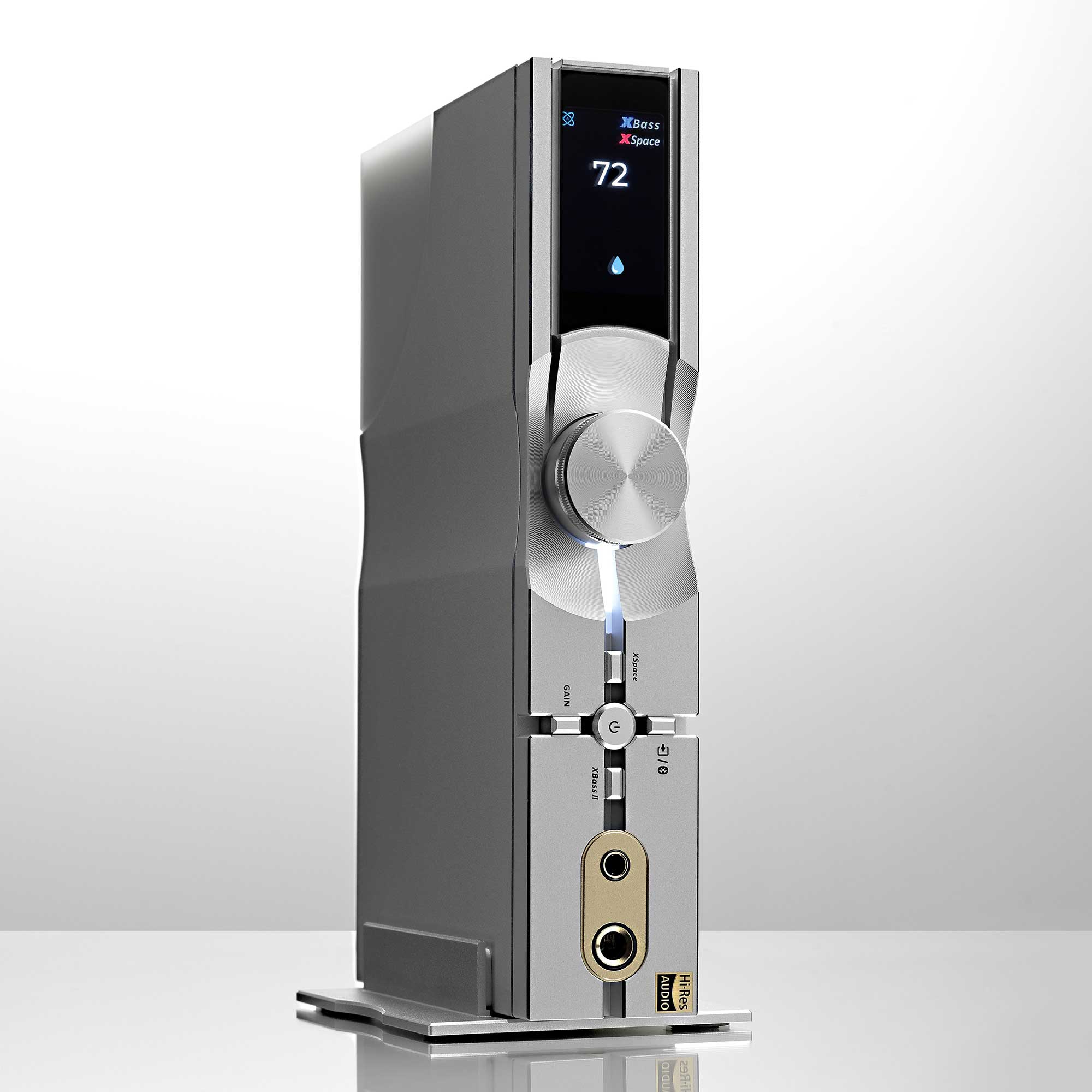 iFi Audio NEO iDSD 2 Fully Balanced Desktop DAC & Headphone Amplifier with volume knob and digital display on a white background