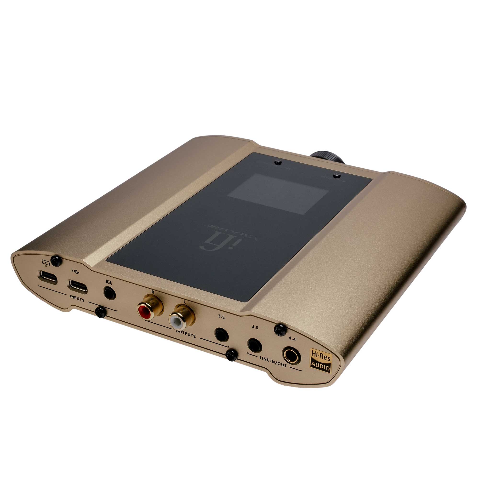 iFi Audio iDSD Valkyrie DAC and Headphone Amp in metallic finish with multiple input and output ports on white background