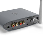 Rear view of the iFi Audio ZEN Blue 3 with balanced output, RCA jacks, USB input, and antenna connected