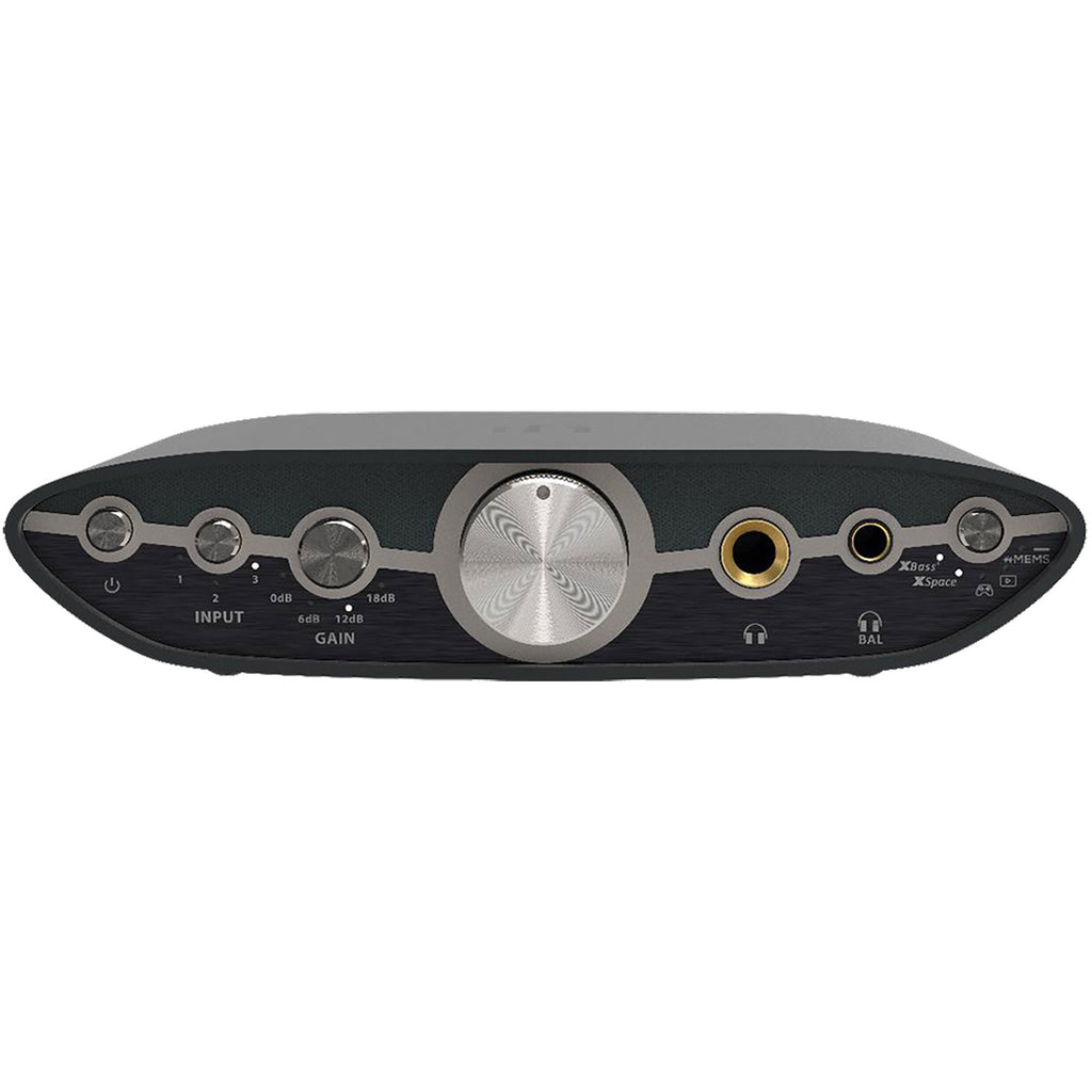 Front view of iFi Audio ZEN CAN 3 Balanced Headphone Amp with volume knob and multiple input and output ports visible