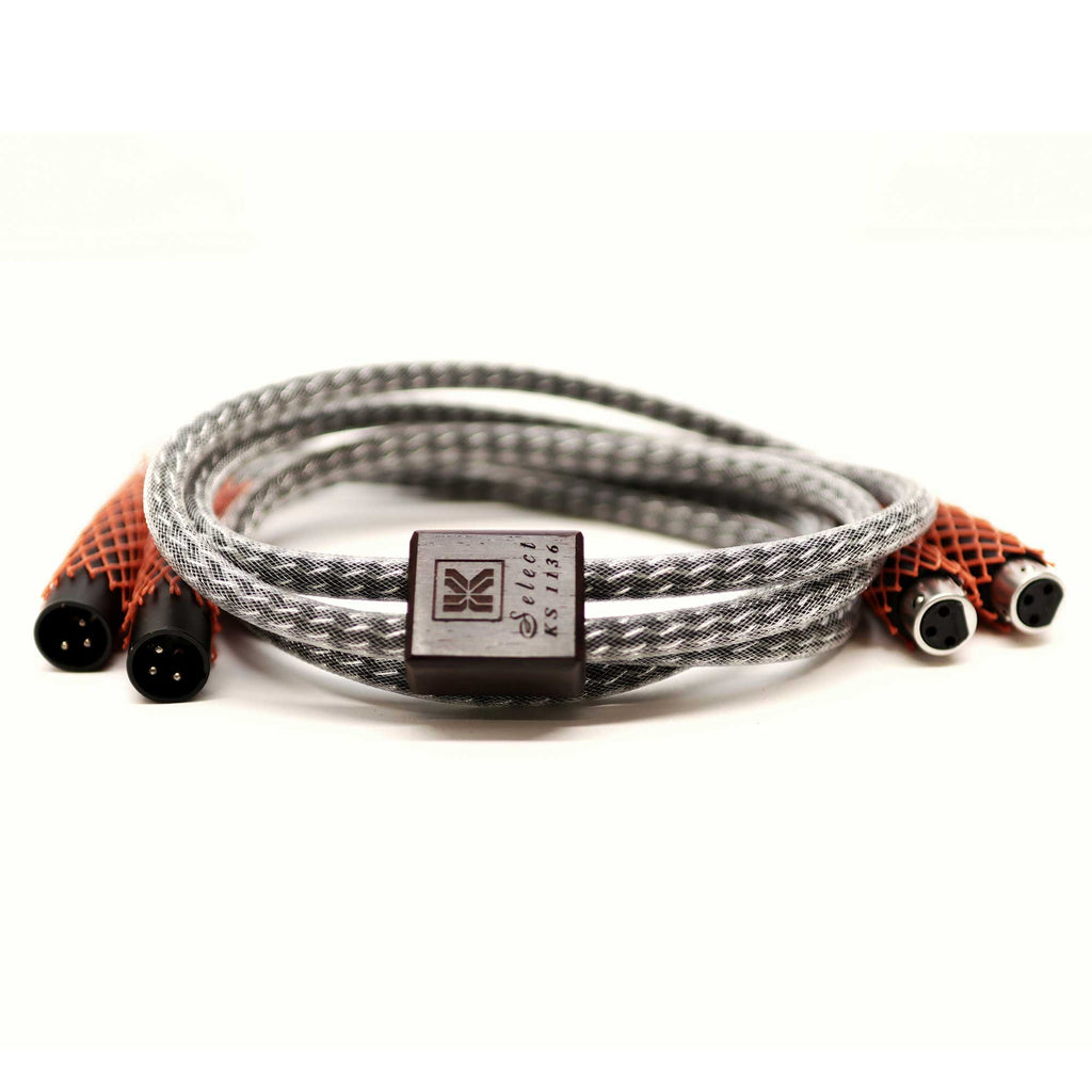 Kimber Kable Select 1136 Analog XLR Balanced Interconnect Cables (Pair) (Pre-Owned) coiled on white background