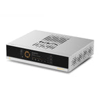 Matrix Audio MS-1 Flagship Music Streamer with digital display and perforated silver metal chassis on white background