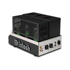 Rear and side view of McIntosh MHA200 Tube Headphone Amp showing input and output connections on white background